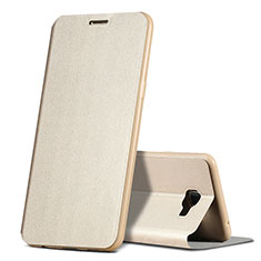 Carcasa de Cuero Cartera con Soporte para Samsung Galaxy C7 SM-C7000 Oro