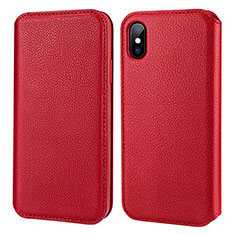 Carcasa de Cuero Cartera para Apple iPhone Xs Max Rojo