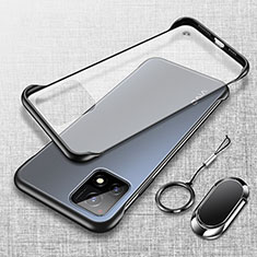 Carcasa Dura Cristal Plastico Funda Rigida Sin Marco Transparente con Magnetico Anillo de dedo Soporte para Vivo Y54s 5G Negro