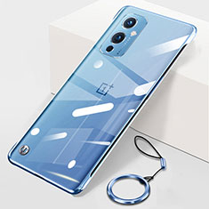 Carcasa Dura Cristal Plastico Funda Rigida Sin Marco Transparente H01 para OnePlus 9 5G Azul