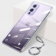 Carcasa Dura Cristal Plastico Funda Rigida Sin Marco Transparente H01 para OnePlus 9 5G Plata