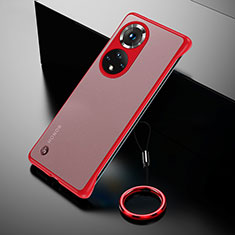 Carcasa Dura Cristal Plastico Funda Rigida Sin Marco Transparente H03 para Huawei Honor 50 Pro 5G Rojo