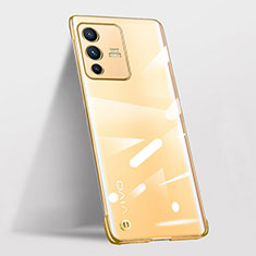 Carcasa Dura Cristal Plastico Funda Rigida Sin Marco Transparente para Vivo V23 5G Oro