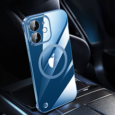 Carcasa Dura Cristal Plastico Funda Rigida Transparente con Mag-Safe Magnetic QC1 para Apple iPhone 12 Azul