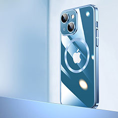Carcasa Dura Cristal Plastico Funda Rigida Transparente con Mag-Safe Magnetic QC2 para Apple iPhone 14 Azul