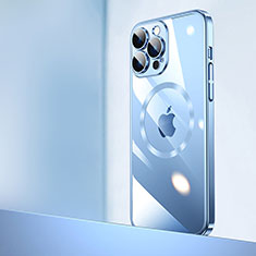 Carcasa Dura Cristal Plastico Funda Rigida Transparente con Mag-Safe Magnetic QC2 para Apple iPhone 14 Pro Azul