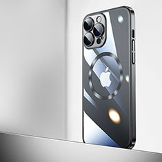 Carcasa Dura Cristal Plastico Funda Rigida Transparente con Mag-Safe Magnetic QC2 para Apple iPhone 15 Pro Negro