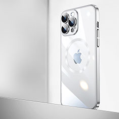 Carcasa Dura Cristal Plastico Funda Rigida Transparente con Mag-Safe Magnetic QC2 para Apple iPhone 16 Pro Plata