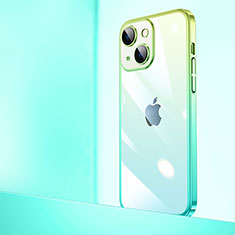 Carcasa Dura Cristal Plastico Funda Rigida Transparente Gradiente QC1 para Apple iPhone 15 Plus Verde