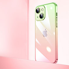 Carcasa Dura Cristal Plastico Funda Rigida Transparente Gradiente QC1 para Apple iPhone 15 Rosa