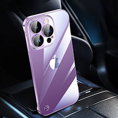 Carcasa Dura Cristal Plastico Funda Rigida Transparente Gradiente QC2 para Apple iPhone 14 Pro Max Morado