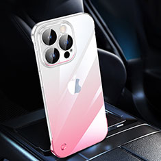 Carcasa Dura Cristal Plastico Funda Rigida Transparente Gradiente QC2 para Apple iPhone 14 Pro Max Rosa
