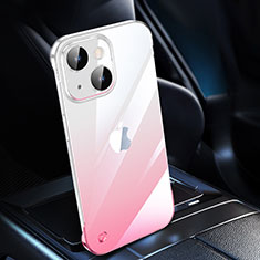 Carcasa Dura Cristal Plastico Funda Rigida Transparente Gradiente QC2 para Apple iPhone 15 Plus Rosa