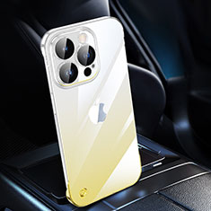 Carcasa Dura Cristal Plastico Funda Rigida Transparente Gradiente QC2 para Apple iPhone 15 Pro Max Amarillo