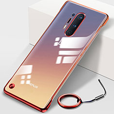 Carcasa Dura Cristal Plastico Funda Rigida Transparente H01 para OnePlus 8 Pro Rojo