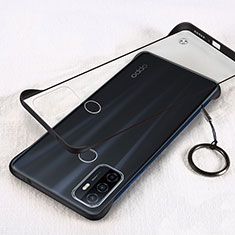 Carcasa Dura Cristal Plastico Funda Rigida Transparente H01 para Oppo A53 Negro