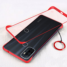 Carcasa Dura Cristal Plastico Funda Rigida Transparente H01 para Oppo A53s Rojo