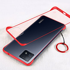 Carcasa Dura Cristal Plastico Funda Rigida Transparente H01 para Oppo A73 5G Rojo