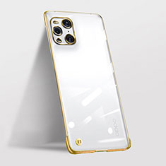 Carcasa Dura Cristal Plastico Funda Rigida Transparente H01 para Oppo Find X3 5G Oro