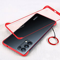 Carcasa Dura Cristal Plastico Funda Rigida Transparente H01 para Oppo Find X3 Lite 5G Rojo