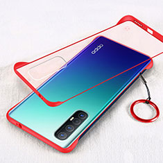 Carcasa Dura Cristal Plastico Funda Rigida Transparente H01 para Oppo Reno3 Pro Rojo