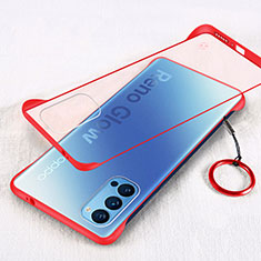 Carcasa Dura Cristal Plastico Funda Rigida Transparente H01 para Oppo Reno4 5G Rojo