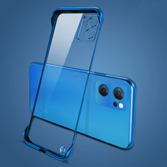 Carcasa Dura Cristal Plastico Funda Rigida Transparente H01 para Oppo Reno7 SE 5G Azul