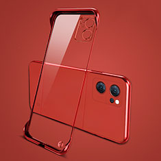 Carcasa Dura Cristal Plastico Funda Rigida Transparente H01 para Oppo Reno7 SE 5G Rojo