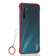 Carcasa Dura Cristal Plastico Funda Rigida Transparente H01 para Realme XT Rojo