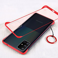 Carcasa Dura Cristal Plastico Funda Rigida Transparente H01 para Samsung Galaxy A71 5G Rojo