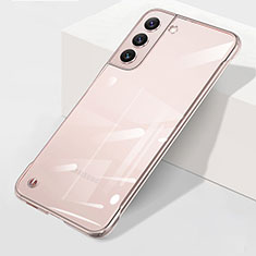 Carcasa Dura Cristal Plastico Funda Rigida Transparente H01 para Samsung Galaxy S22 5G Oro Rosa