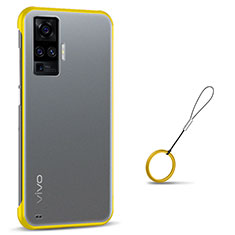 Carcasa Dura Cristal Plastico Funda Rigida Transparente H01 para Vivo X50 Pro 5G Amarillo