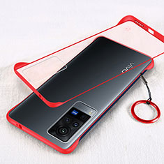 Carcasa Dura Cristal Plastico Funda Rigida Transparente H01 para Vivo X60 Pro 5G Rojo