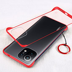 Carcasa Dura Cristal Plastico Funda Rigida Transparente H01 para Xiaomi Mi 11 Lite 5G NE Rojo