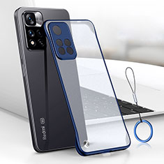 Carcasa Dura Cristal Plastico Funda Rigida Transparente H01 para Xiaomi Redmi Note 11 5G Azul