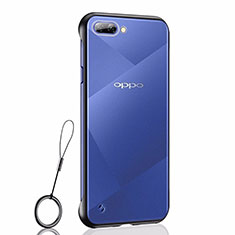 Carcasa Dura Cristal Plastico Funda Rigida Transparente H02 para Oppo A12e Negro