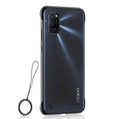 Carcasa Dura Cristal Plastico Funda Rigida Transparente H02 para Oppo A52 Negro