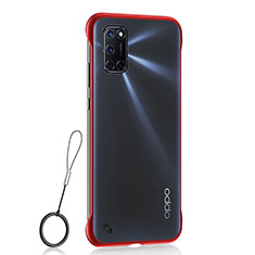 Carcasa Dura Cristal Plastico Funda Rigida Transparente H02 para Oppo A72 Rojo