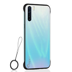 Carcasa Dura Cristal Plastico Funda Rigida Transparente H02 para Oppo A91 Negro