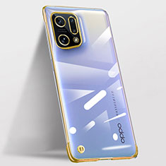 Carcasa Dura Cristal Plastico Funda Rigida Transparente H02 para Oppo Find X5 5G Oro