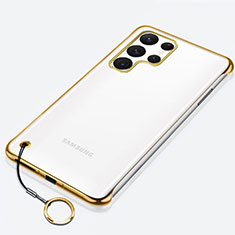 Carcasa Dura Cristal Plastico Funda Rigida Transparente H02 para Samsung Galaxy S21 Ultra 5G Oro
