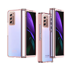 Carcasa Dura Cristal Plastico Funda Rigida Transparente H02 para Samsung Galaxy Z Fold2 5G Oro Rosa