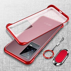 Carcasa Dura Cristal Plastico Funda Rigida Transparente H02 para Vivo iQOO 8 Pro 5G Rojo