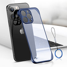 Carcasa Dura Cristal Plastico Funda Rigida Transparente H03 para Apple iPhone 16 Pro Max Azul