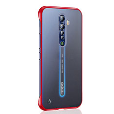 Carcasa Dura Cristal Plastico Funda Rigida Transparente H03 para Oppo Reno2 Rojo