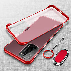 Carcasa Dura Cristal Plastico Funda Rigida Transparente H03 para Xiaomi Poco F3 5G Rojo