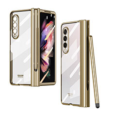 Carcasa Dura Cristal Plastico Funda Rigida Transparente H07 para Samsung Galaxy Z Fold3 5G Oro