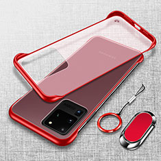 Carcasa Dura Cristal Plastico Funda Rigida Transparente JS1 para Samsung Galaxy S20 Ultra Rojo