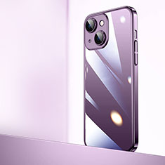 Carcasa Dura Cristal Plastico Funda Rigida Transparente QC2 para Apple iPhone 14 Plus Morado