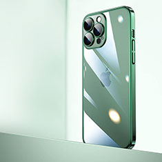 Carcasa Dura Cristal Plastico Funda Rigida Transparente QC2 para Apple iPhone 15 Pro Verde